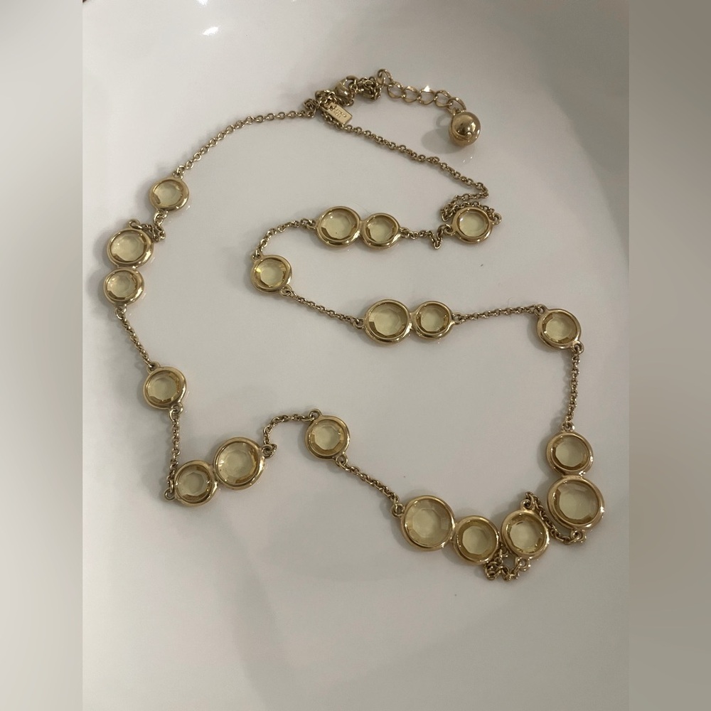 kate spade Gold-Tone Circle Link Necklace with Crystal citrine discs